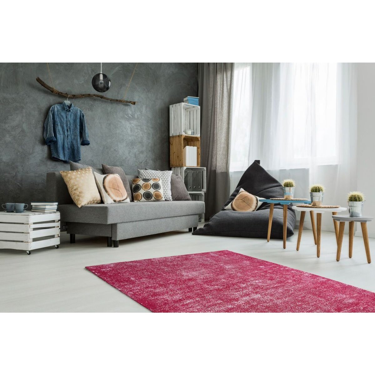 Tapis rectangulaire fait main, ETNA rose, ARTE ESPINA