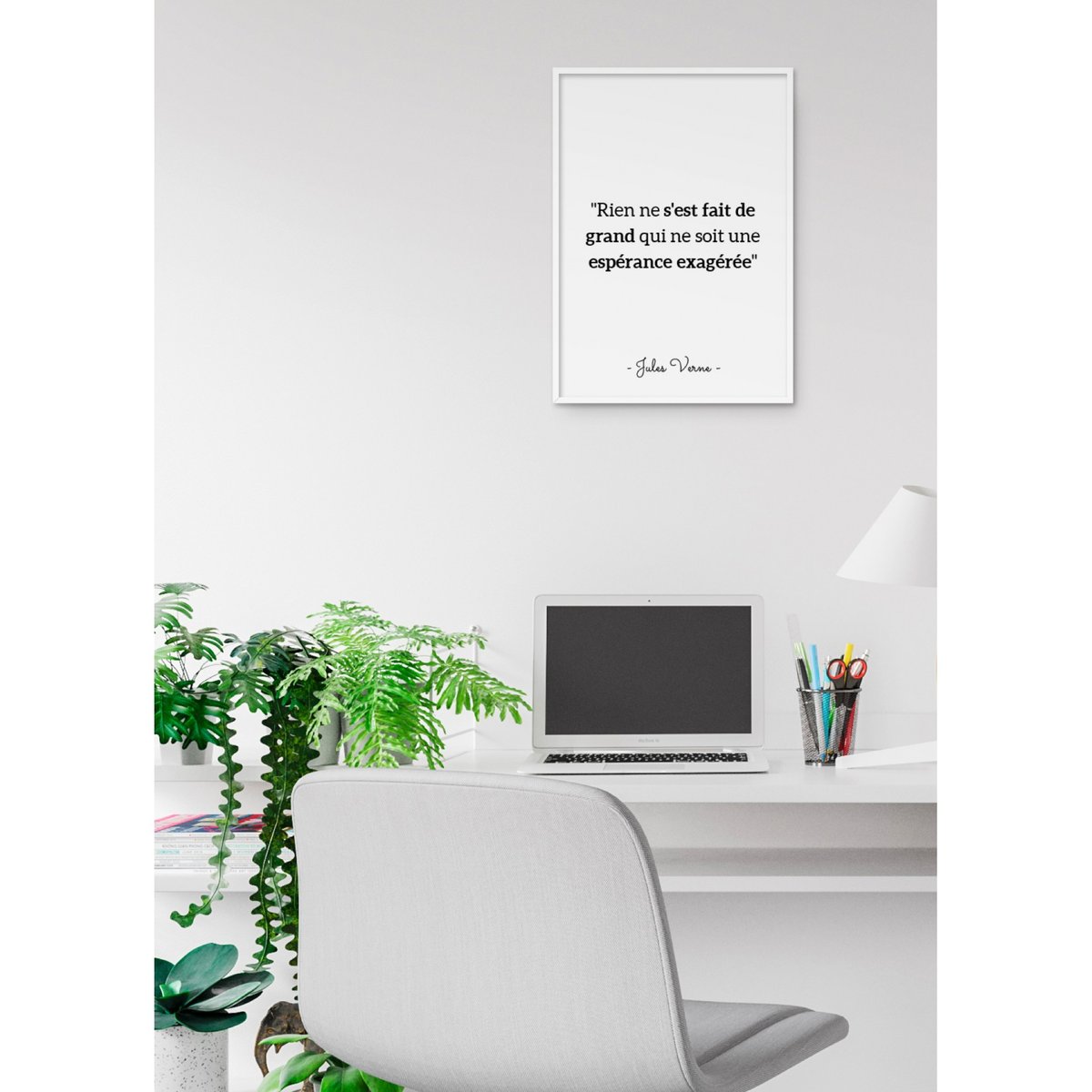 Affiche citation Jules Verne 'Rien ne s'est fait...' blanc, L'AFFICHERIE