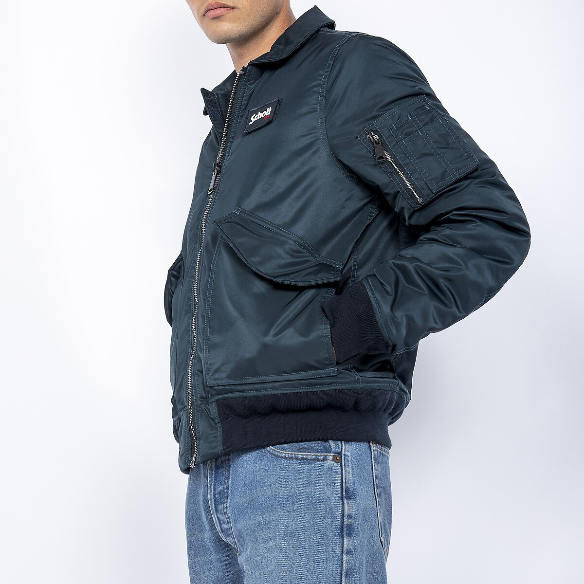 Chaqueta unisex, estilo bomber clásico, 210100 azul marino, SCHOTT
