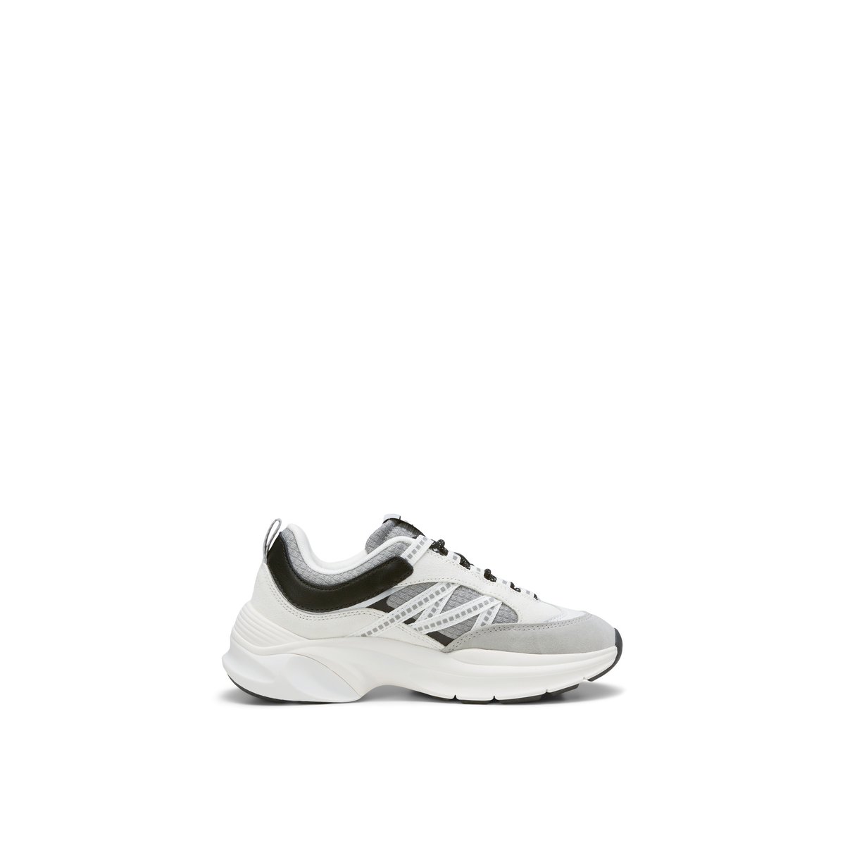Baskets en cuir de vache et mesh blanc, MARC O'POLO
