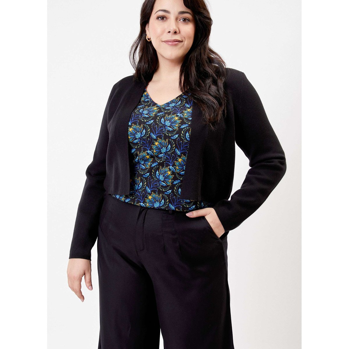 Gilet court maille uni SAGAR noir, LA FIANCÉE