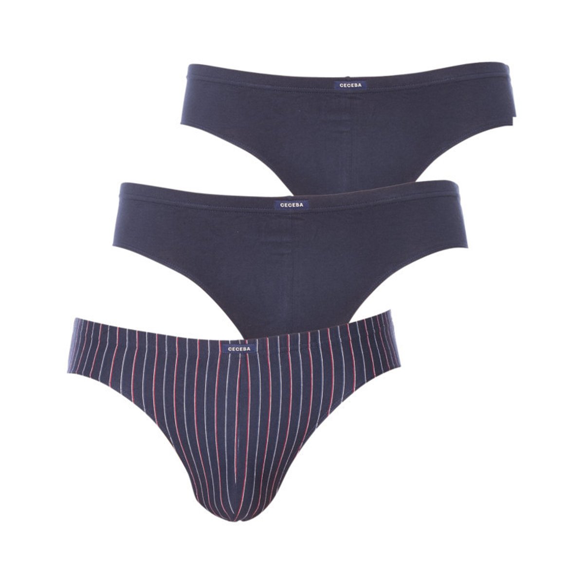 Pack de 3 slips Ceceba uni et rayé bleu, CECEBA