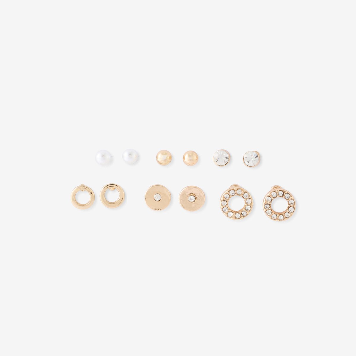 Set de 6 paires de puces d'oreilles perles blanc, BALABOOSTE