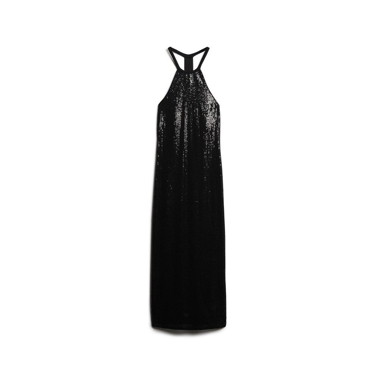 Robe mi-longue dos nu à sequins sequins noirs, SUPERDRY