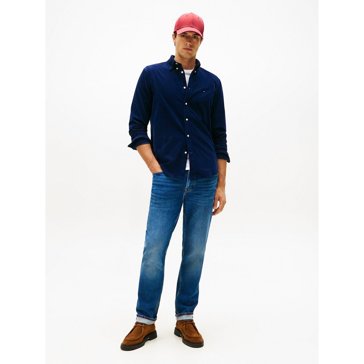 Corduroy Long Sleeve Shirt navy blue, TOMMY HILFIGER