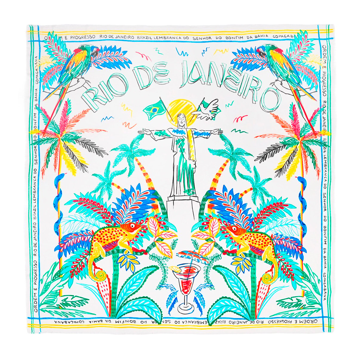 Grand foulard à motifs BAHIA blanc, WILD