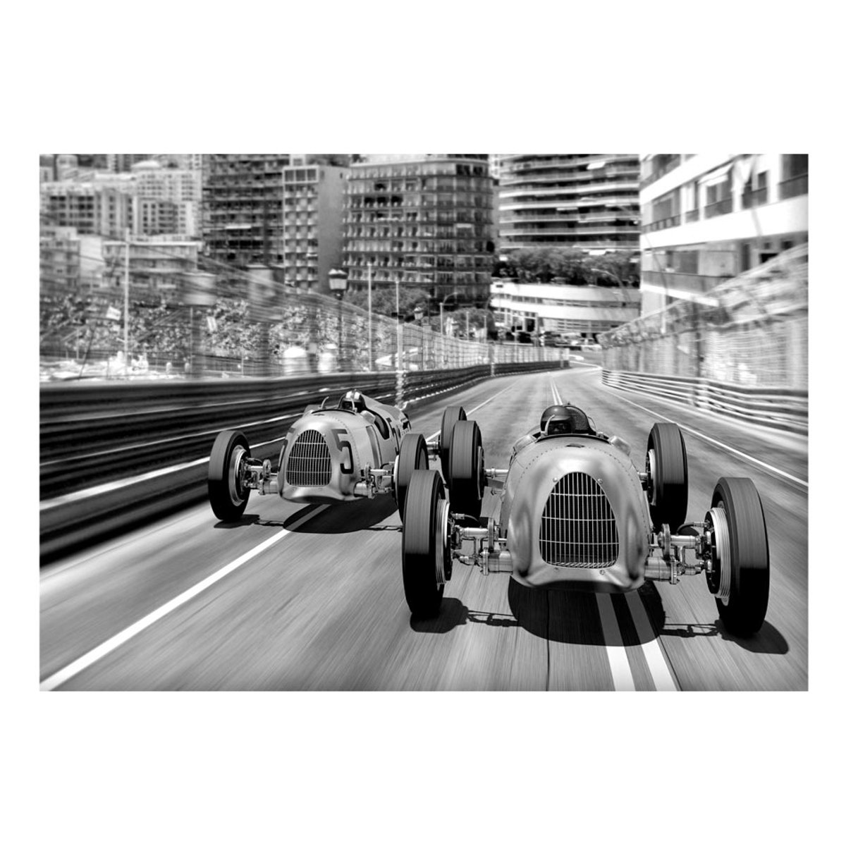 Papier peint intissé panoramique Vintage et Retro Monte Carlo Race noir, EDEN