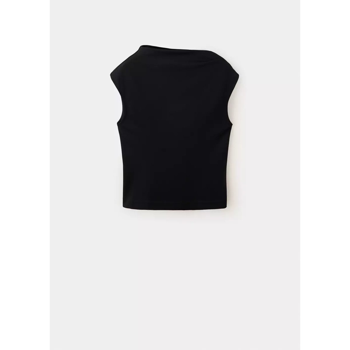 Top asymétrique drapé noir, MANGO
