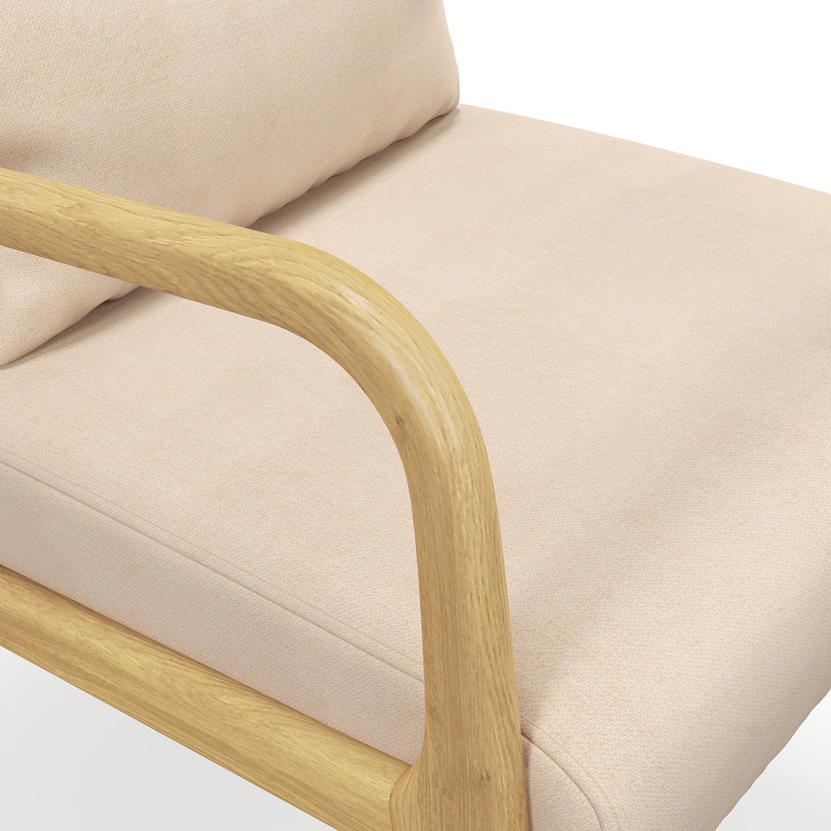 Accent Chair velours (100 % polyester) Beige beige, bois naturel, HOMCOM