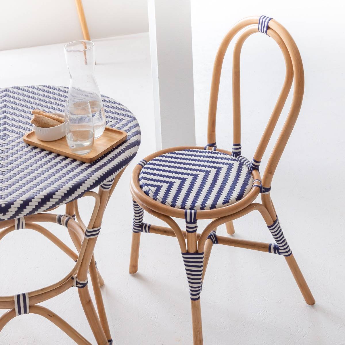 Lot de 2 chaises en rotin ELYNNE bleu, MADE IN MEUBLES 