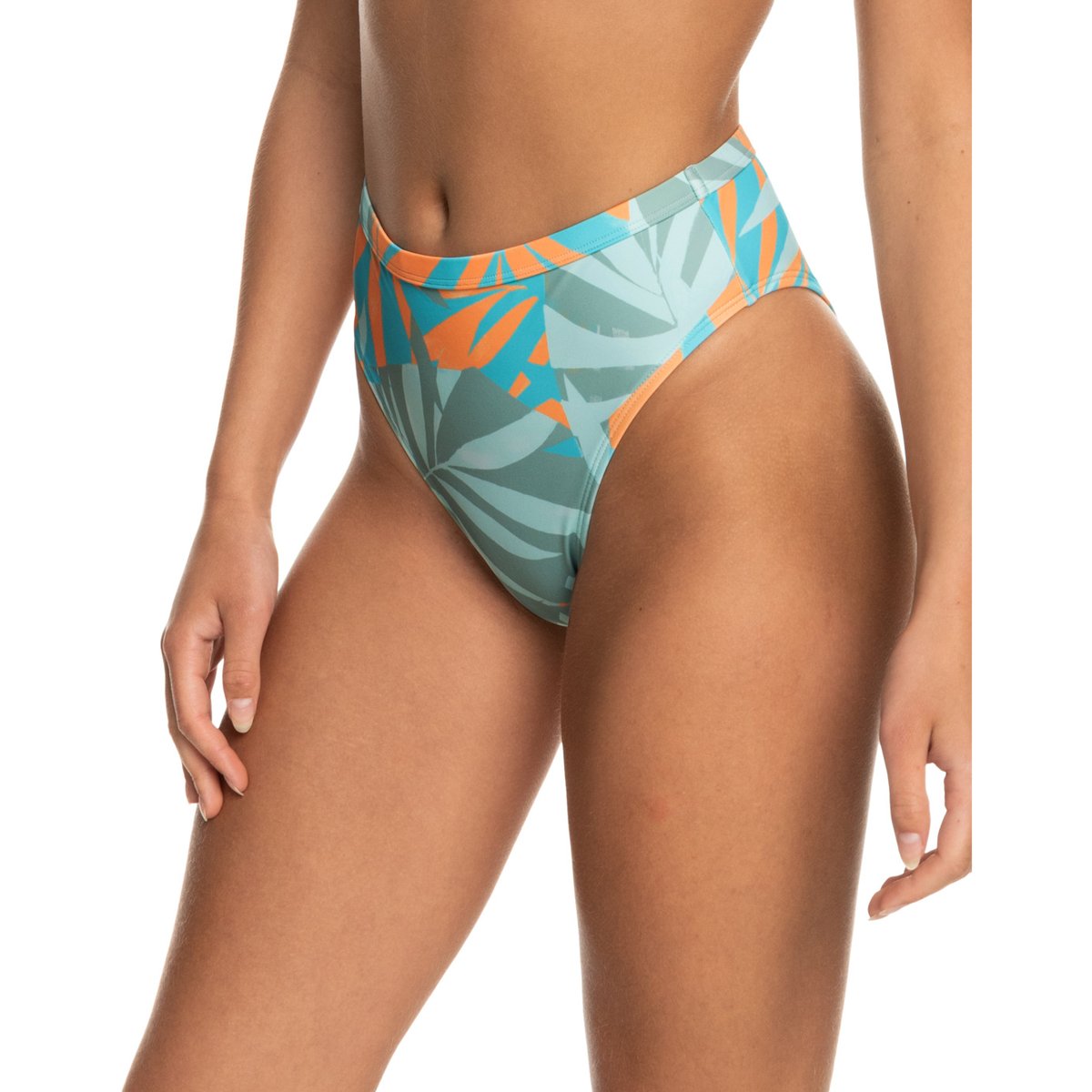 Bas de maillot de bain culotte bikini couvrance légère. bleu blue surf all palmed out, ROXY
