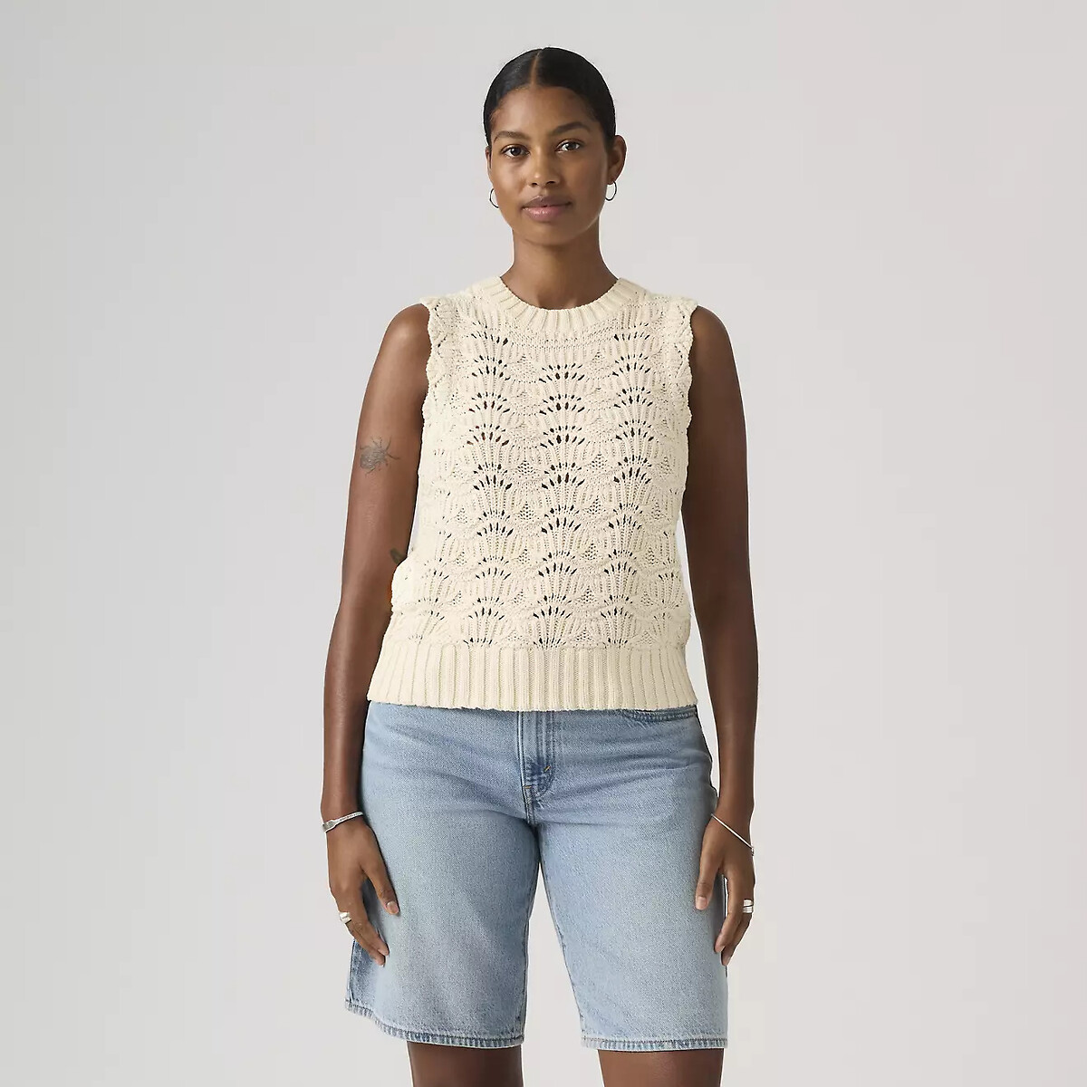 Haut en crochet sans manches ecru, LEVI'S
