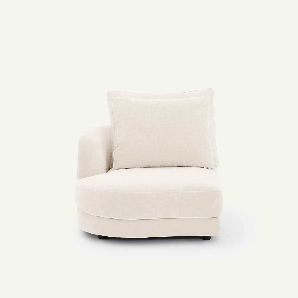 Linkes Sofa-Halbmodul, modular, aus Chenille-Samt, TIBERIO weiss, AM.PM