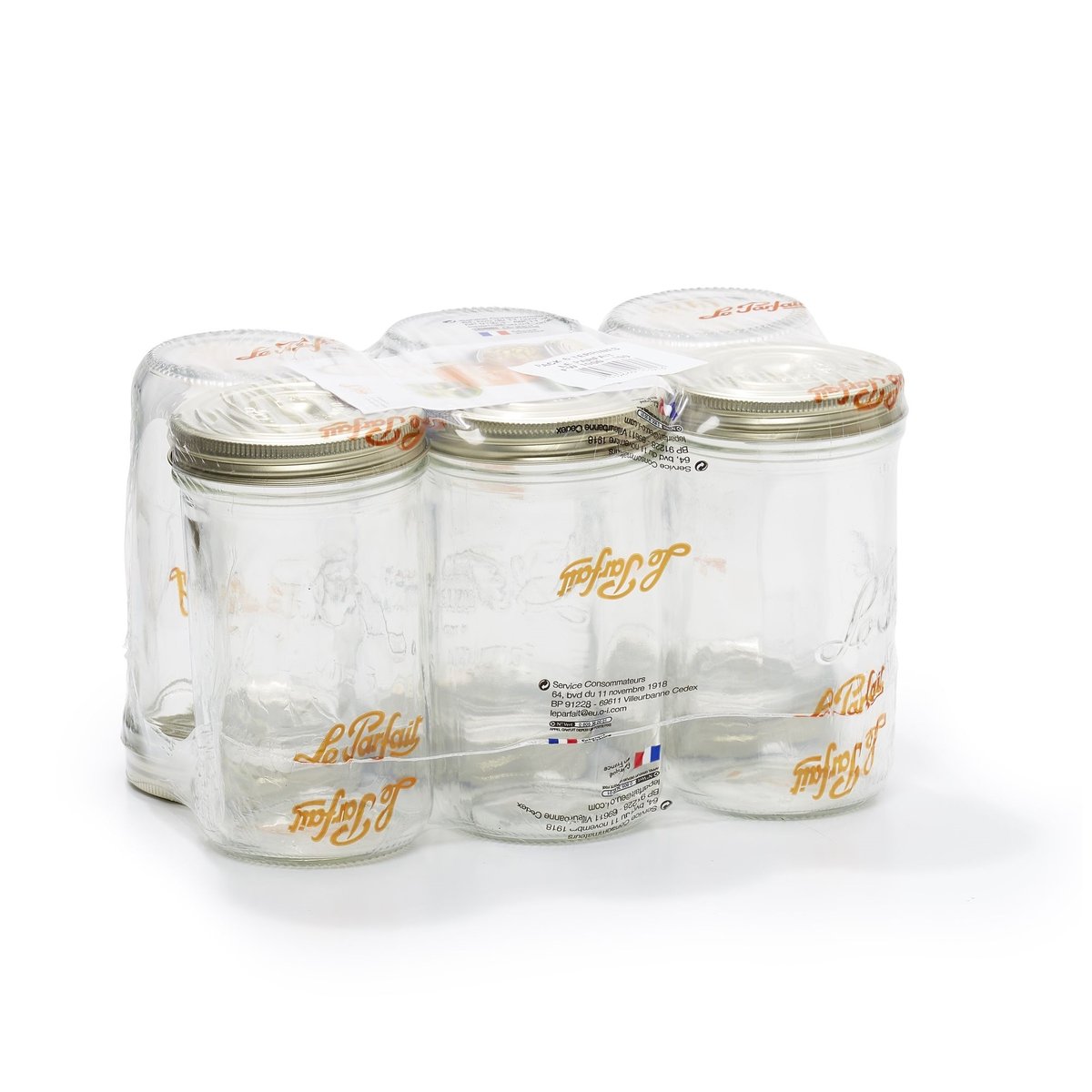 Lot de 6 terrines en verre Ø 100mm , LE PARFAIT transparent, LE PARFAIT