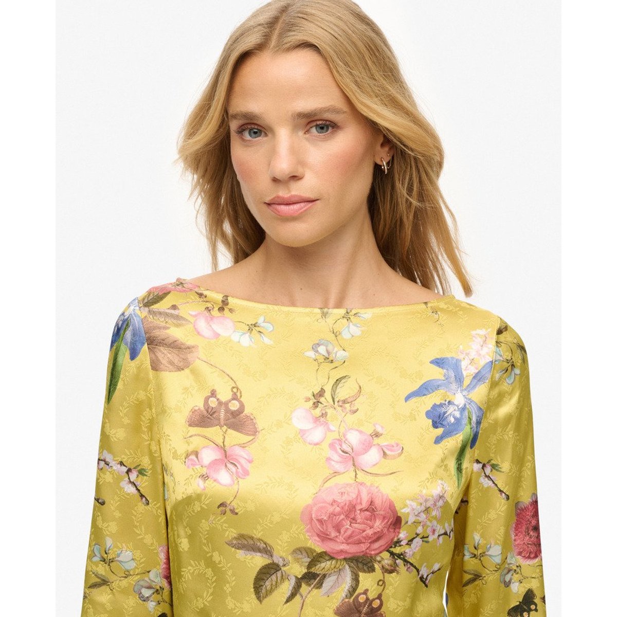 Robe Mini à Manches Évasées Jacquard fleur de kirro, SUPERDRY