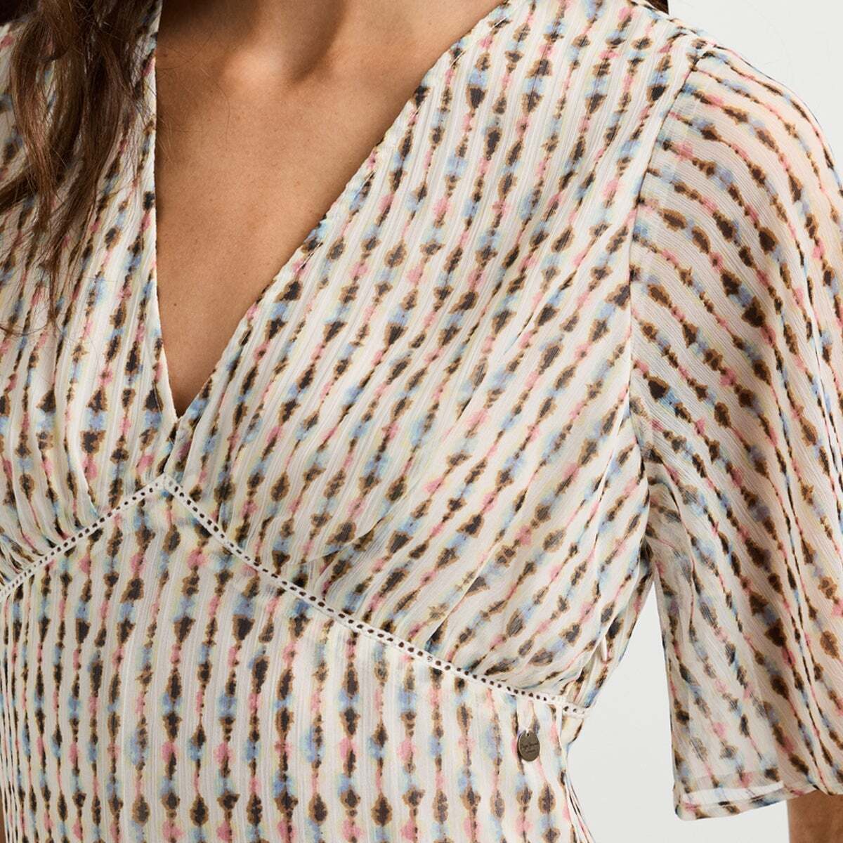 Robe Courte À Imprimé Ikat rose poudre rose, PEPE JEANS