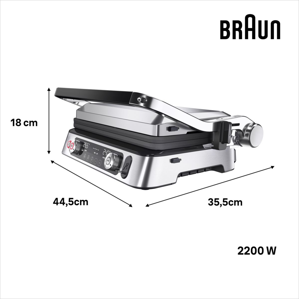 Grille-viande CG9160 inox 2 zones de cuissson, plaques amovible, sonde, 37x23 cm couleur unique, BRAUN