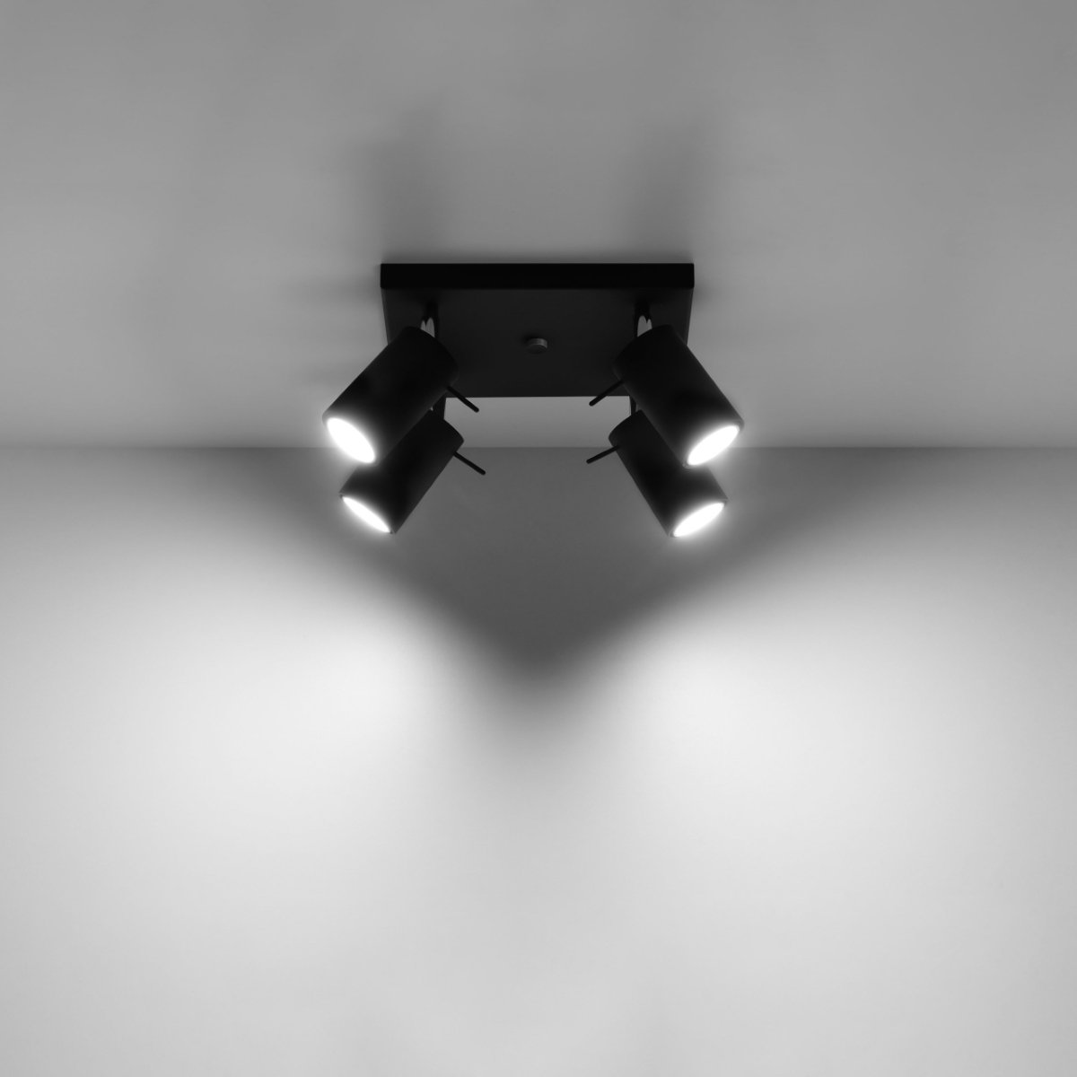 Plafonnier Acier Noir GU10 4 Ring Line noir, EDEN