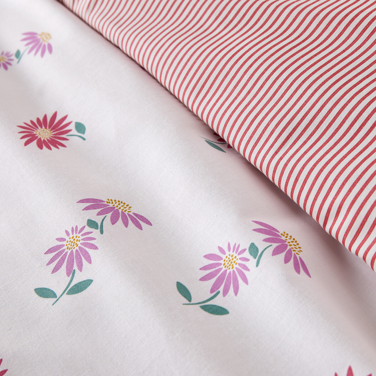 Danya 30% Recycled Cotton Duvet Cover Set with Rectangular Pillowcase floral print/striped, LA REDOUTE INTERIEURS