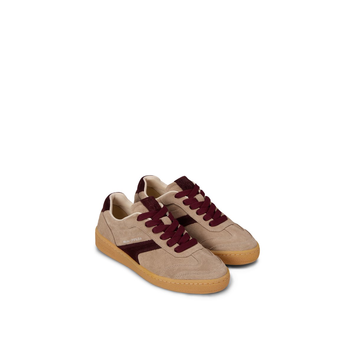 Modèle de baskets Court en cuir velours souple marron, MARC O'POLO