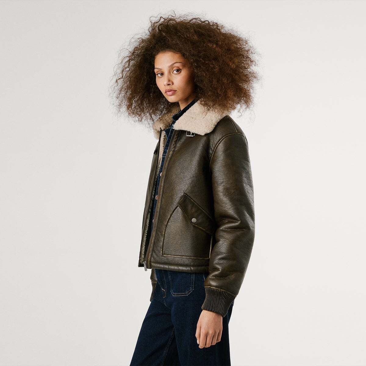 Veste De Motard Effet Cuir gris, PEPE JEANS