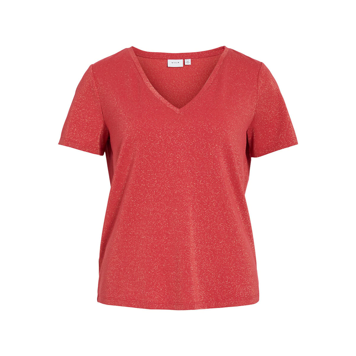 Short Sleeve V-Neck T-Shirt hibiscus, VILA