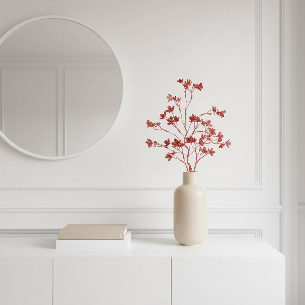 Branche pailletée artificielle H63 rouge, SIA DECO