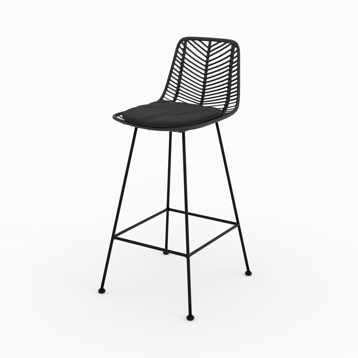 Lot de 2 chaises pour îlot central 66 cm en rotin - TAMARA noir, MAISON PAVANE