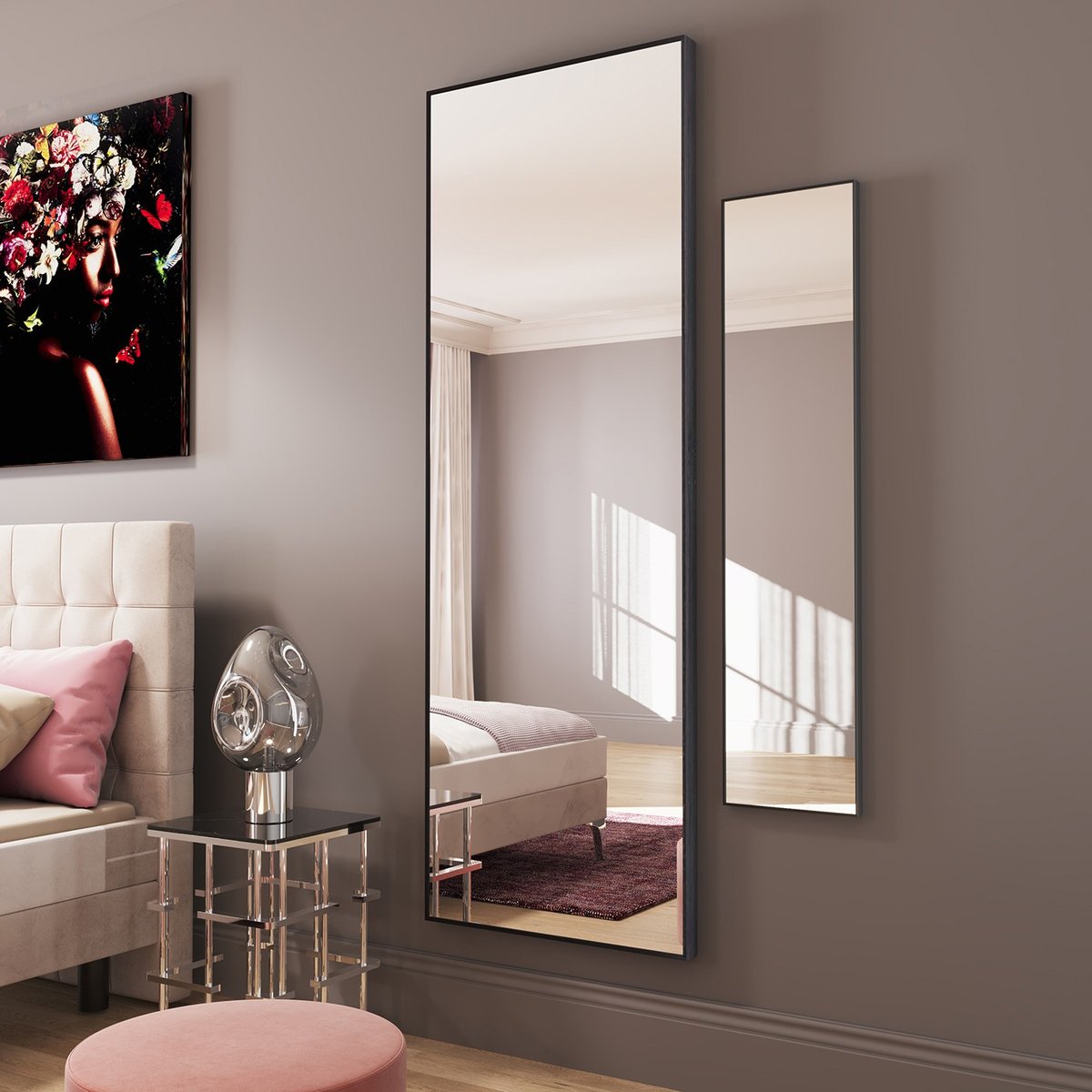Miroir rectangle en aluminium 130x30, BELLA noir, KARE DESIGN