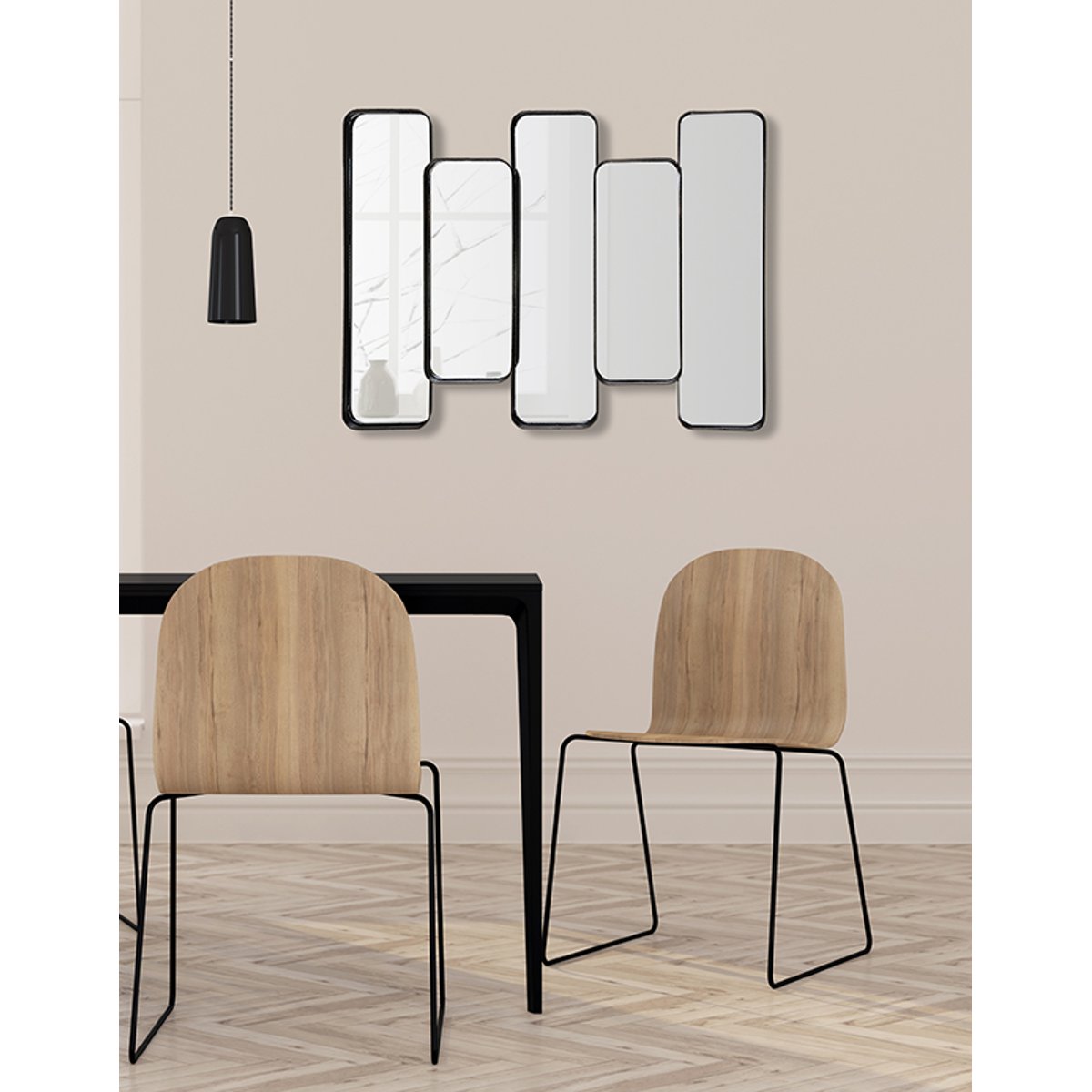 Miroir rectangle en 5 parties 85x65x7cm gris, EMDE