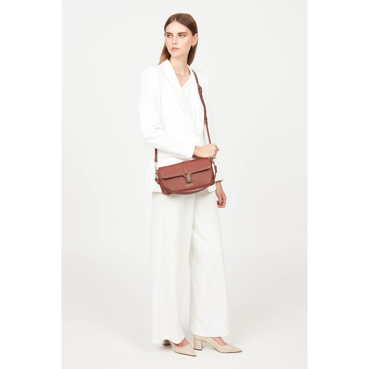 Sac en cuir FOULONNÉ MILANO carmin, LANCASTER