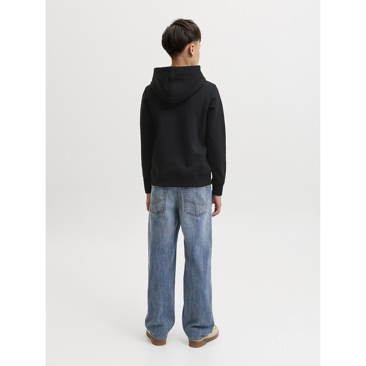 Sweat à capuche en molleton noir, JACK & JONES JUNIOR