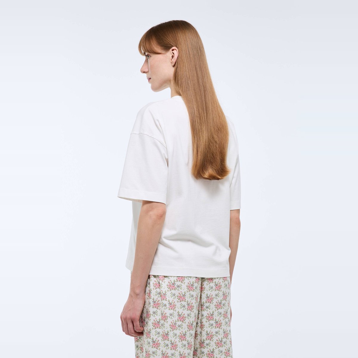 T-shirt col rond broderie fleur en coton bio GOTS ecru, MONOPRIX
