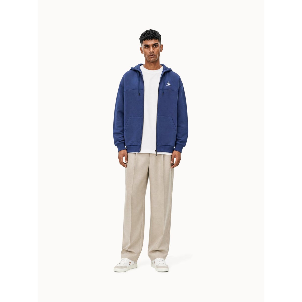 Veste zippée à capuche relax en molleton gratté Contemporain blue, LE COQ SPORTIF