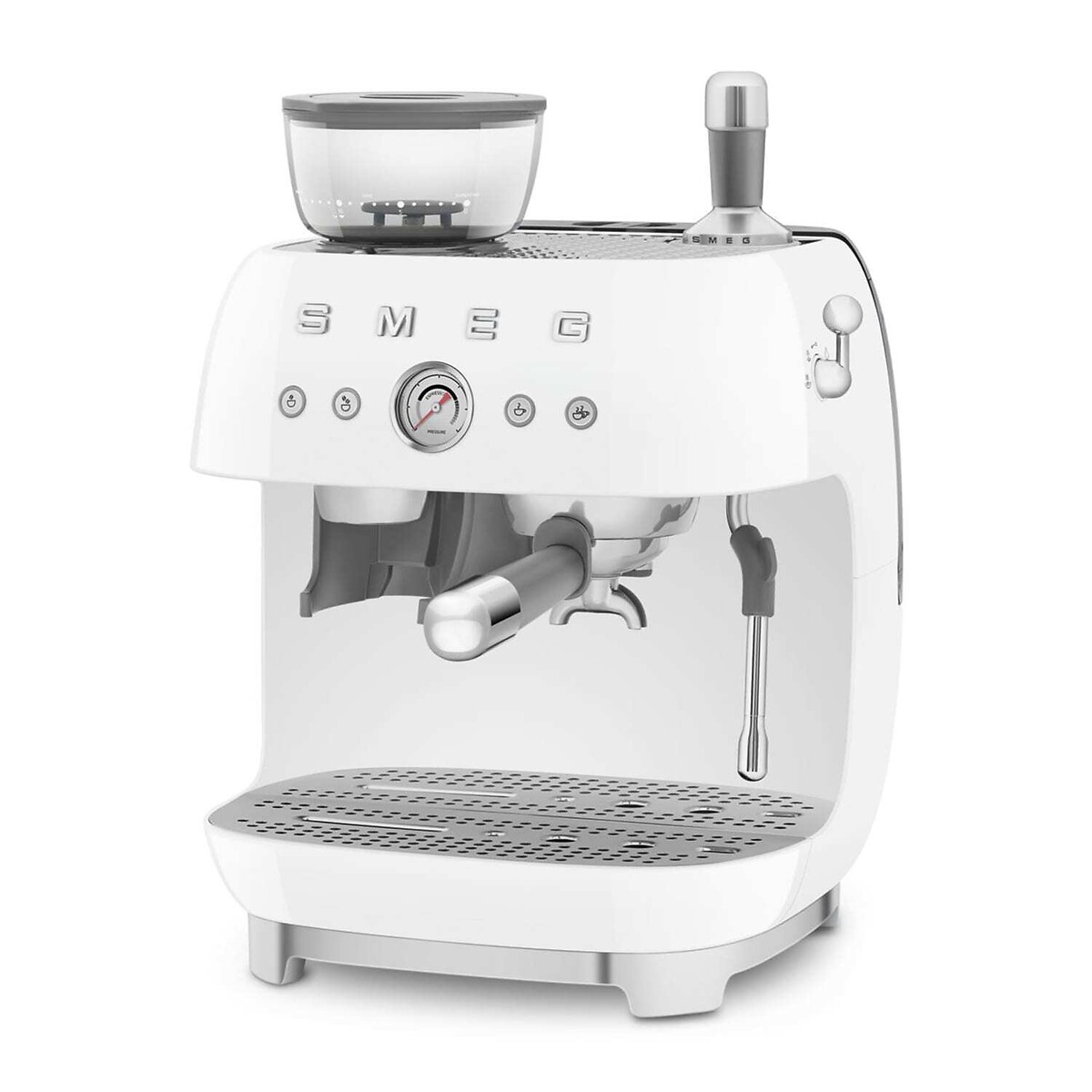 Retro Espresso Coffee Machine with Built in Grinder - EGF03 white, SMEG