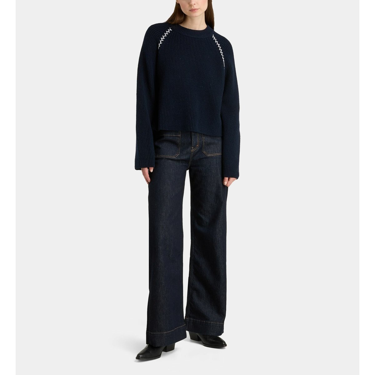 Pull court daenerys bleu marine, GALERIES LAFAYETTE