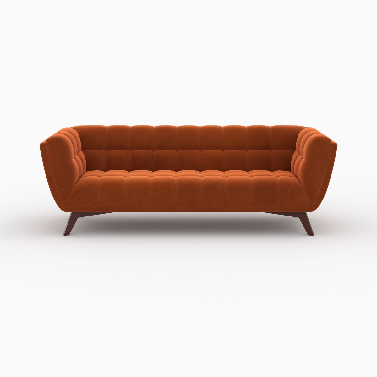 Ensemble canapé et fauteuil en velours 4 places - MONA orange, MAISON PAVANE