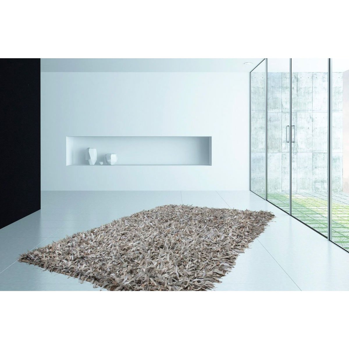 Tapis rectangulaire en cuir fait main marron, ARTE ESPINA
