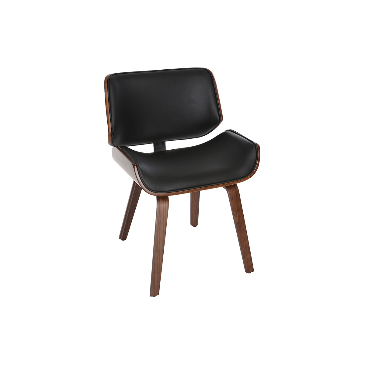 Chaise design pieds bois RUBBENS noyer / noir, MILIBOO