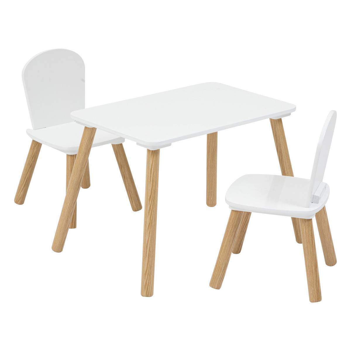 Ensemble table et 2 chaises enfant en bois de pin ALEX blanc, ATMOSPHERA FOR KIDS