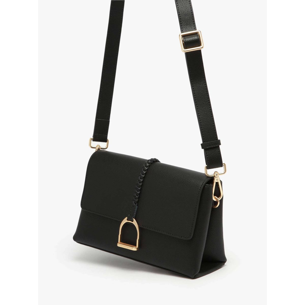 Sac bandoulière M Torsade cuir noir, ETRIER