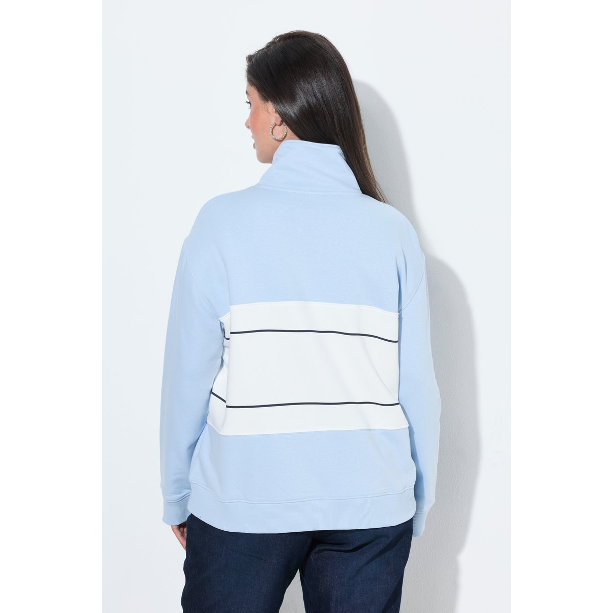 Sweat-shirt motif skieurs, coupe oversize bleu gris clair, ULLA POPKEN