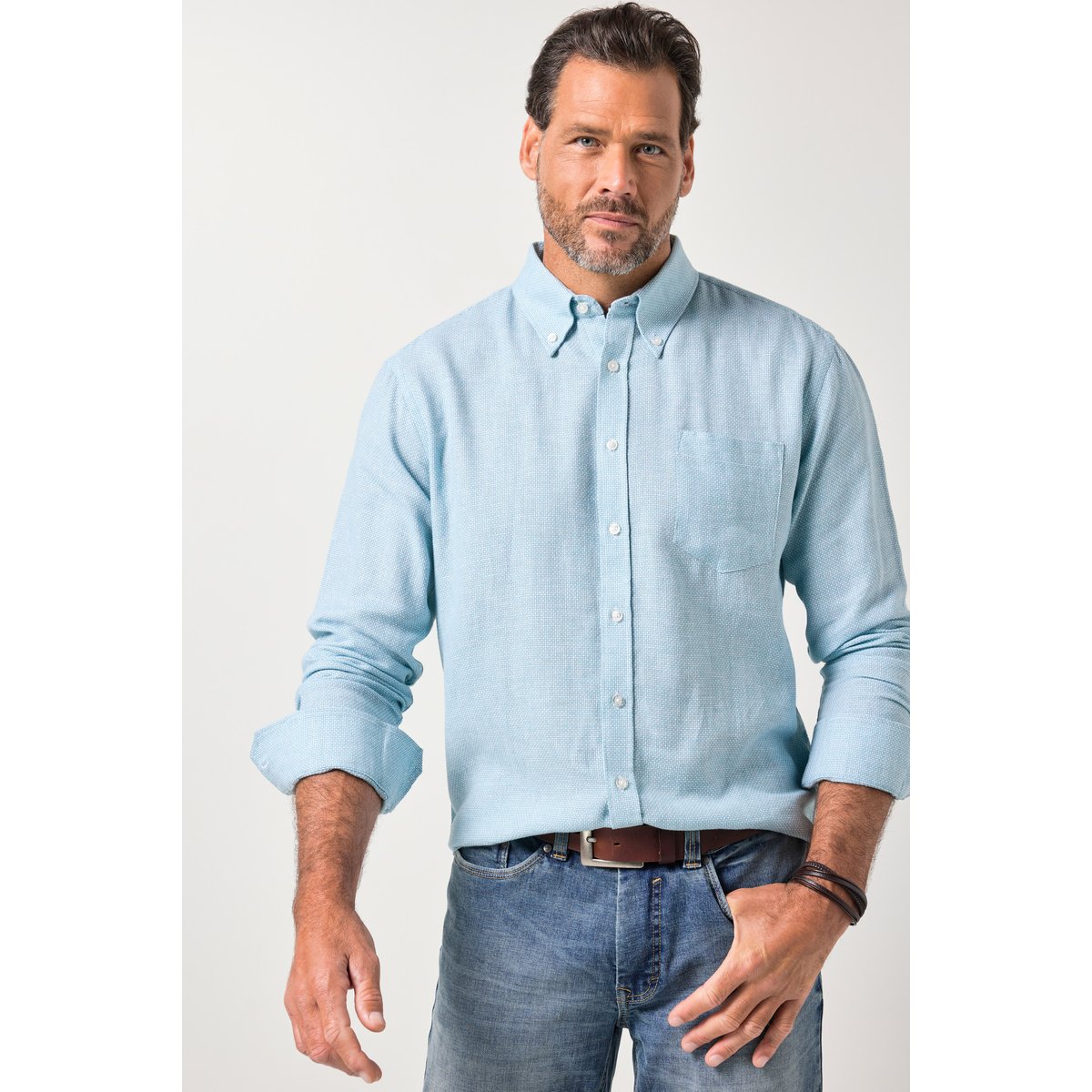 Chemise TwoTone, matière texturée bleu turquoise, JP1880