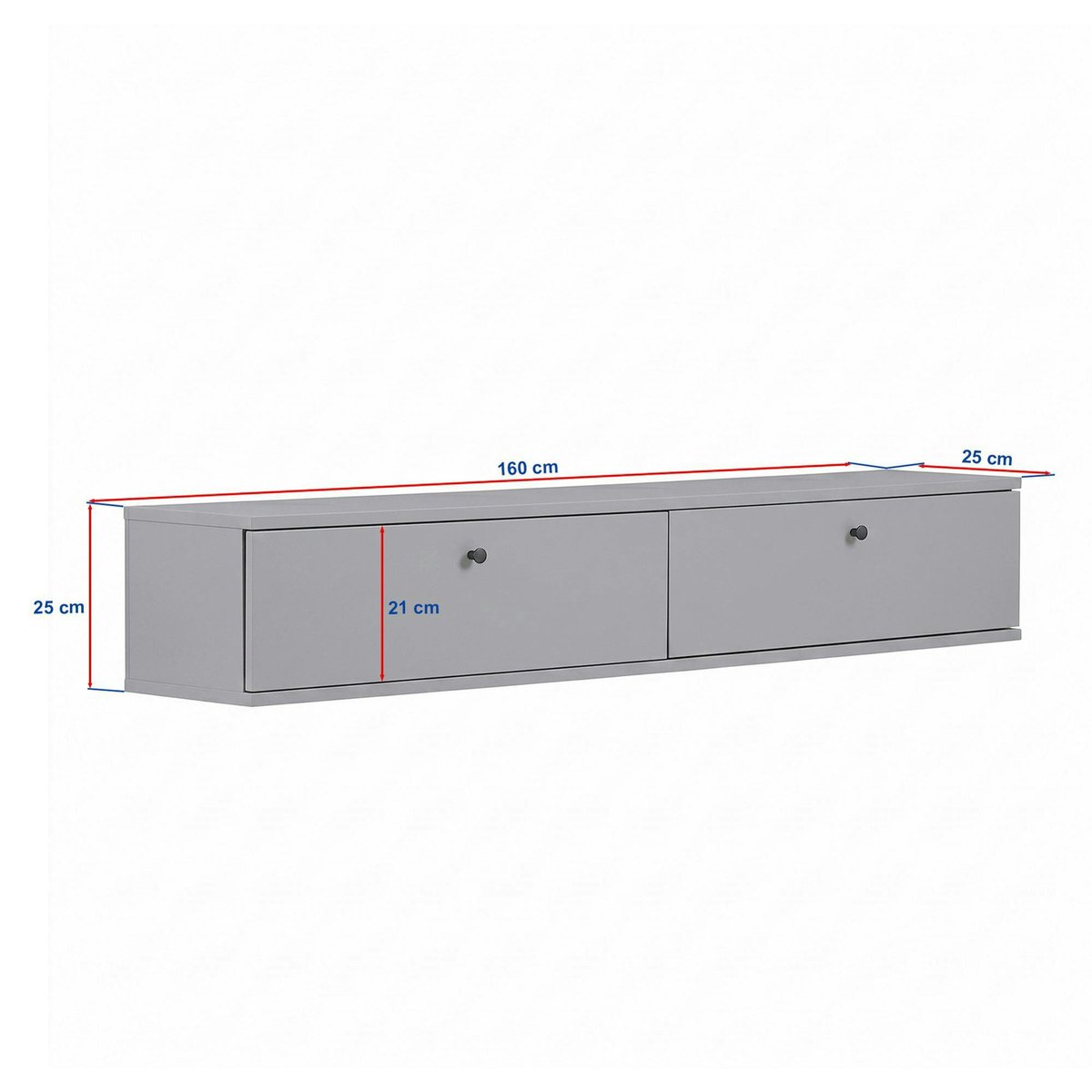Meuble TV suspendu faible encombrement 160 cm MARFA chêne, PIER IMPORT