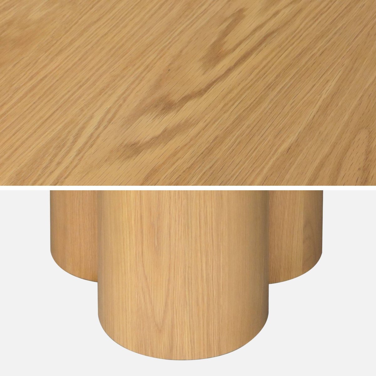 Table à manger ronde bois d'hévéa et placage chêne 4 places LEONORE naturel, SWEEEK