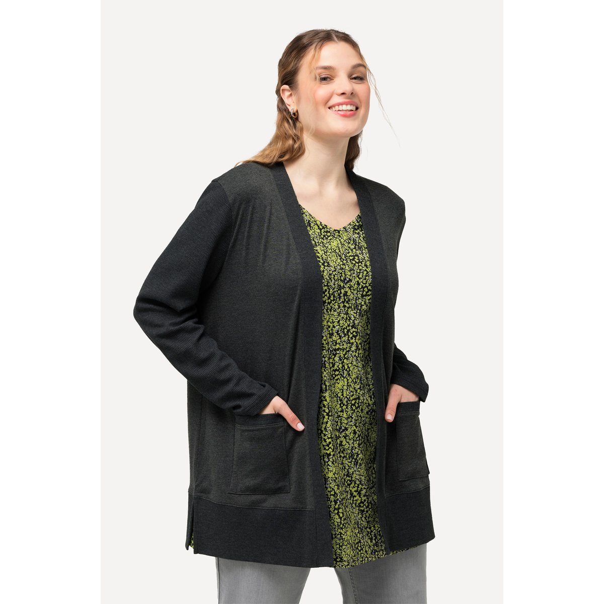 Veste en molleton, texture gaufrée noir, ULLA POPKEN