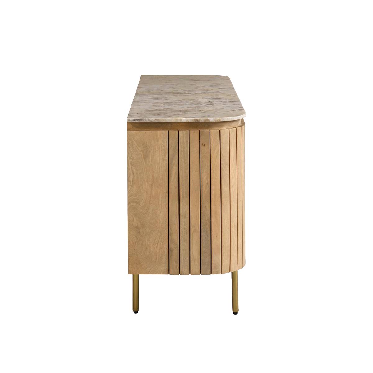Commode 6 tiroirs en marbre et bois de manguier CYRENE bois clair, MADE IN MEUBLES