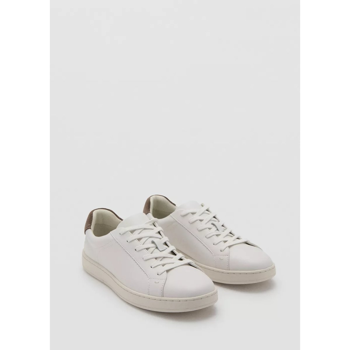 Baskets cuir empiècement contrastant blanc, MANGO MAN
