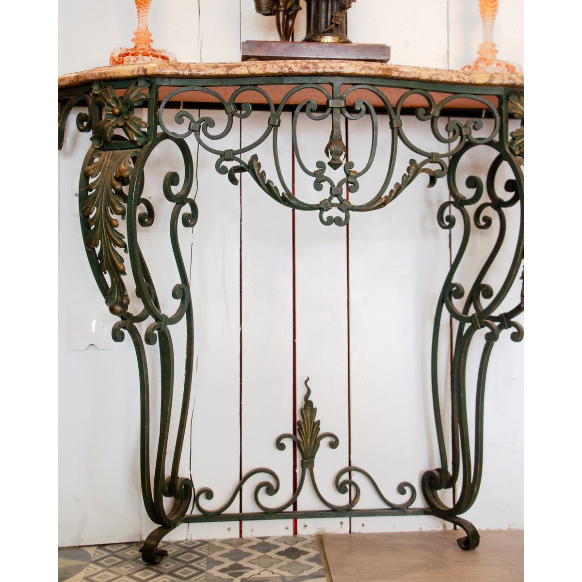 Console en marbre et fer forgé Hanna N°1351 - Bon état noir, DEBONGOUT