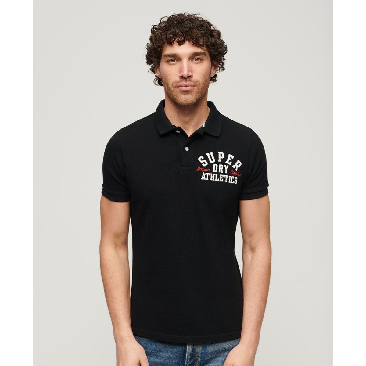 Polo Superstate noir 1, SUPERDRY